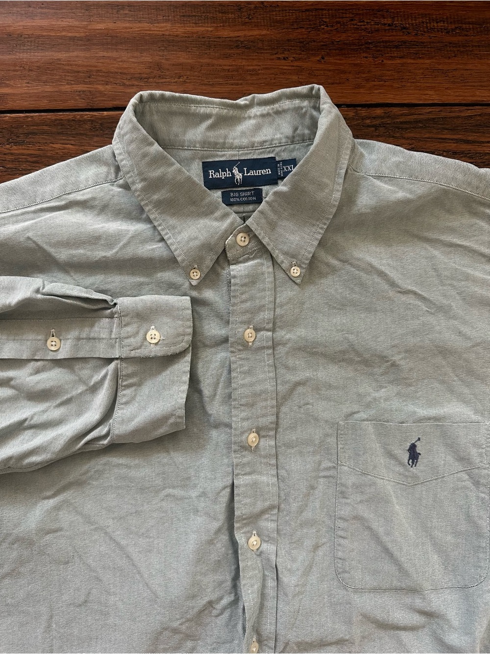 Ralph Lauren Mens XXL Big Shirt Gray Oxford Button Down Long Sleeve Pony Preppy
